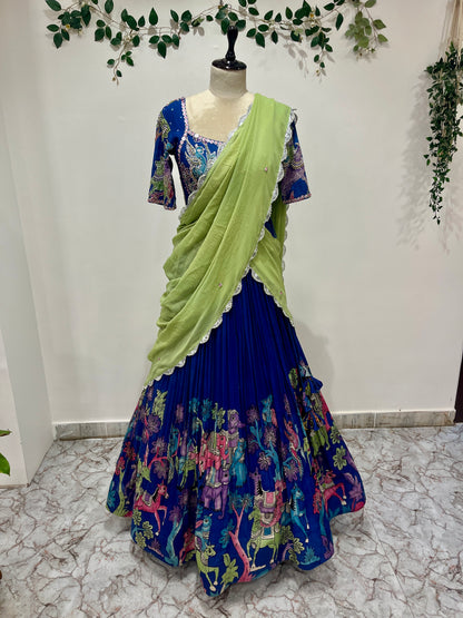 Ink Blue Animal Concept Lehenga