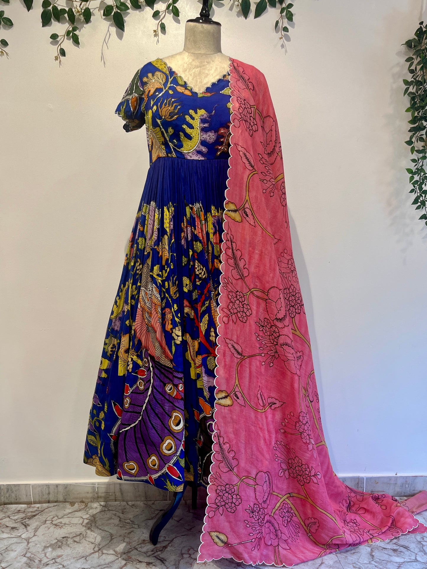 Neelam Mayura Bangalore Silk Set Long Frock