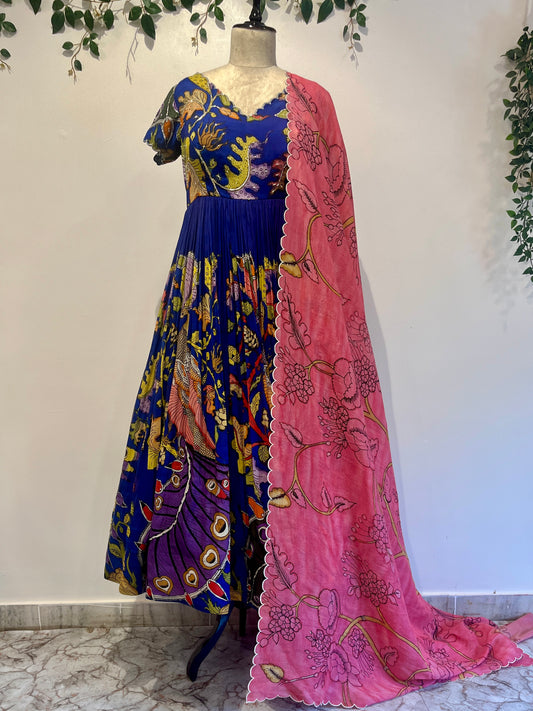 Neelam Mayura Bangalore Silk Set Long Frock