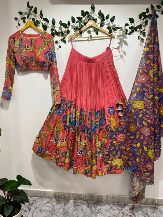 Peach Animal Concept Lehenga