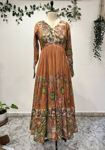Peacock Border Long Frock