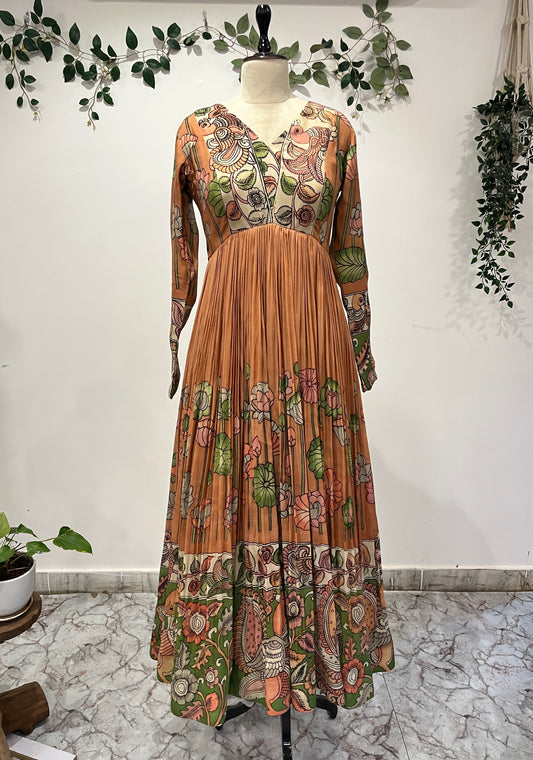 Peacock Border Long Frock