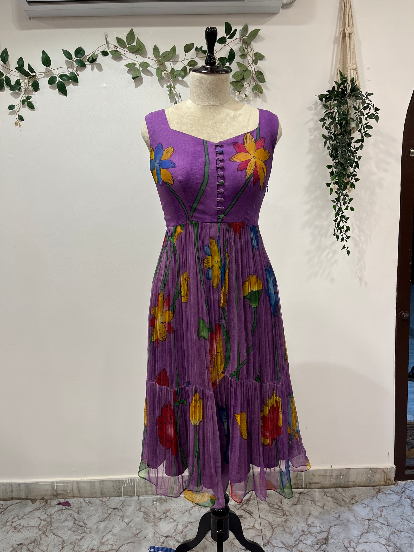 Purple Chiffon Frock Long Frock