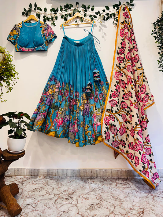 Sky Blue Animal Concept Lehenga