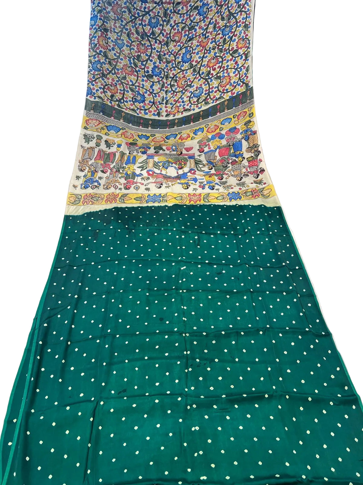 Bandhini Saree with Kalamkari