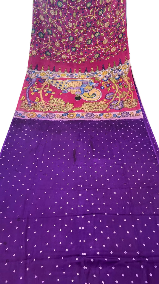 Bandhini Saree with Kalamkari