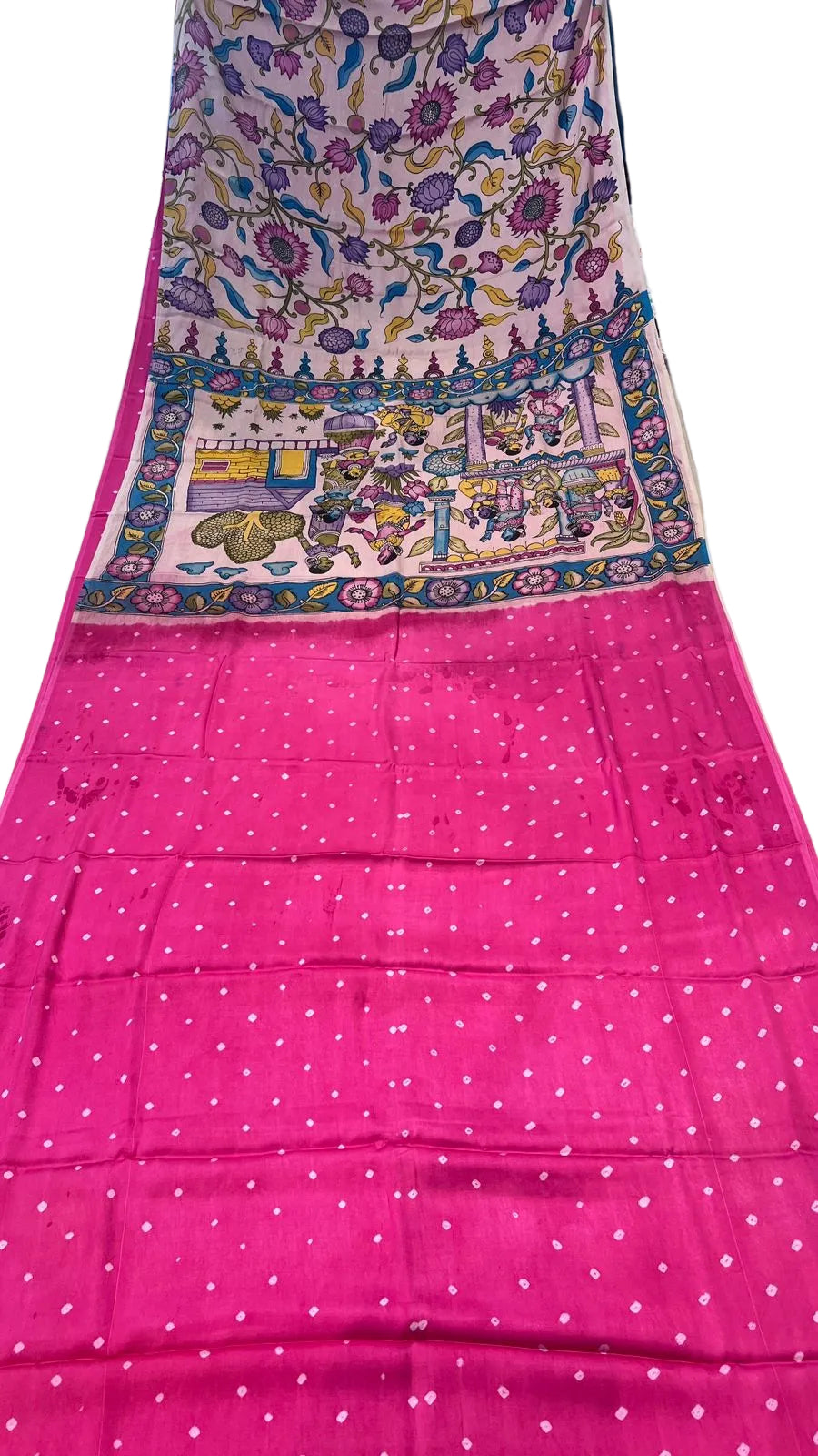 Bandhini Saree with Kalamkari