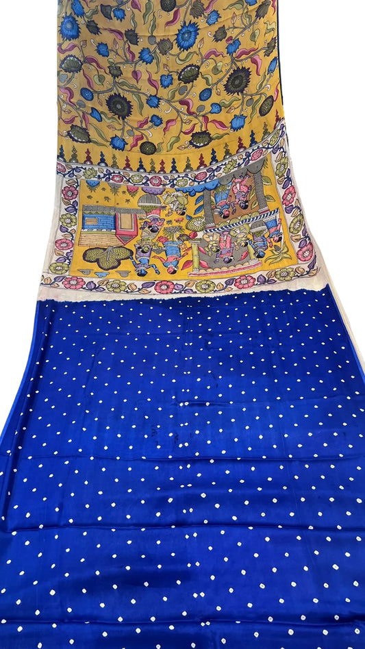 Bandhini Saree with Kalamkari