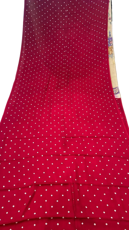 Bandhini Saree with Kalamkari