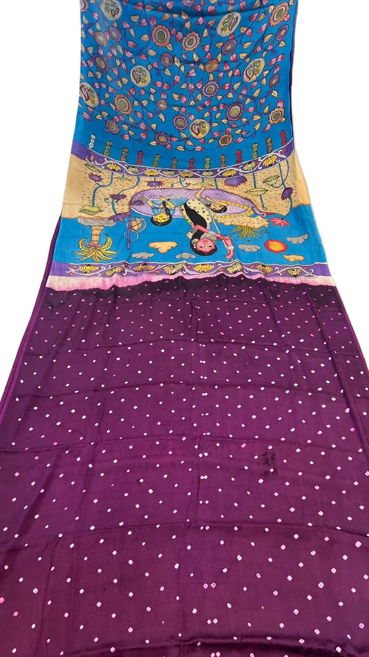 Bandhini Saree with Kalamkari