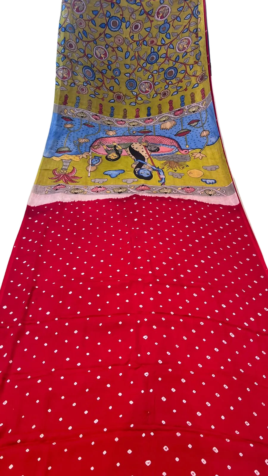 Bandhini Saree with Kalamkari