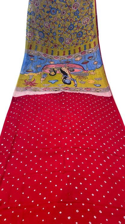 Bandhini Saree with Kalamkari