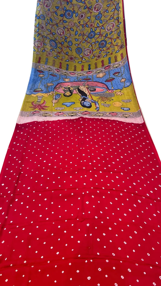 Bandhini Saree with Kalamkari