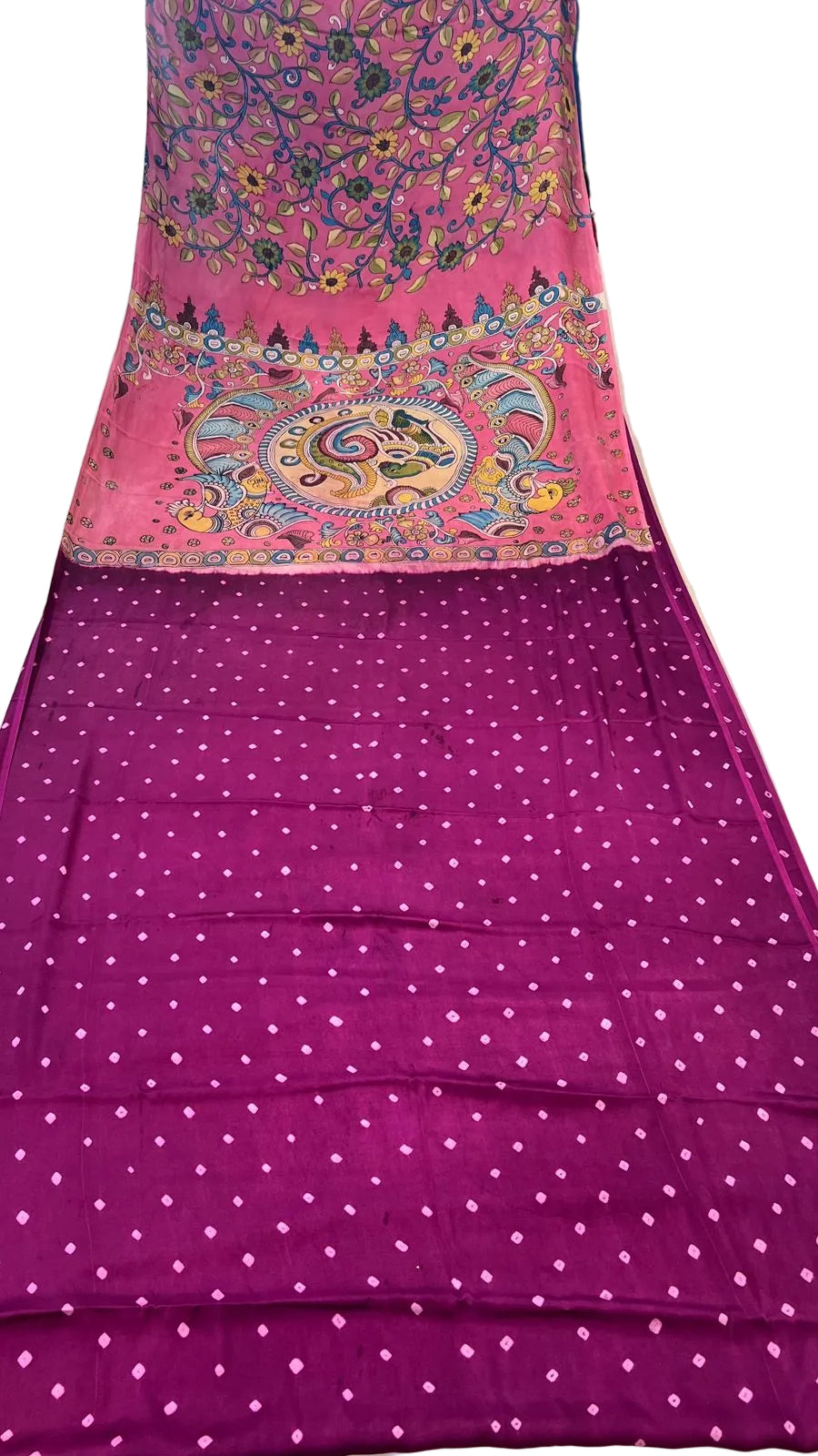 Bandhini Saree with Kalamkari