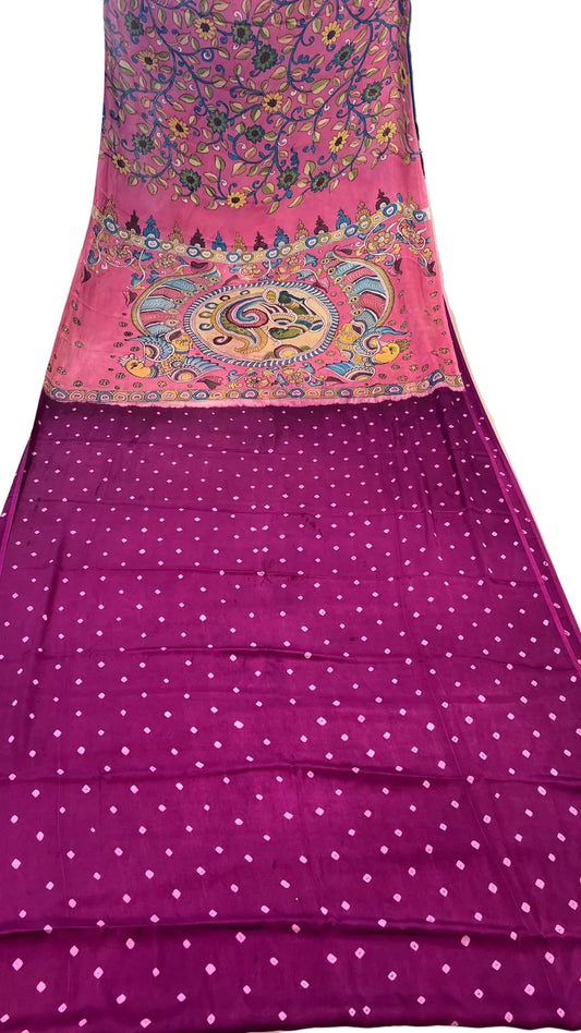 Bandhini Saree with Kalamkari