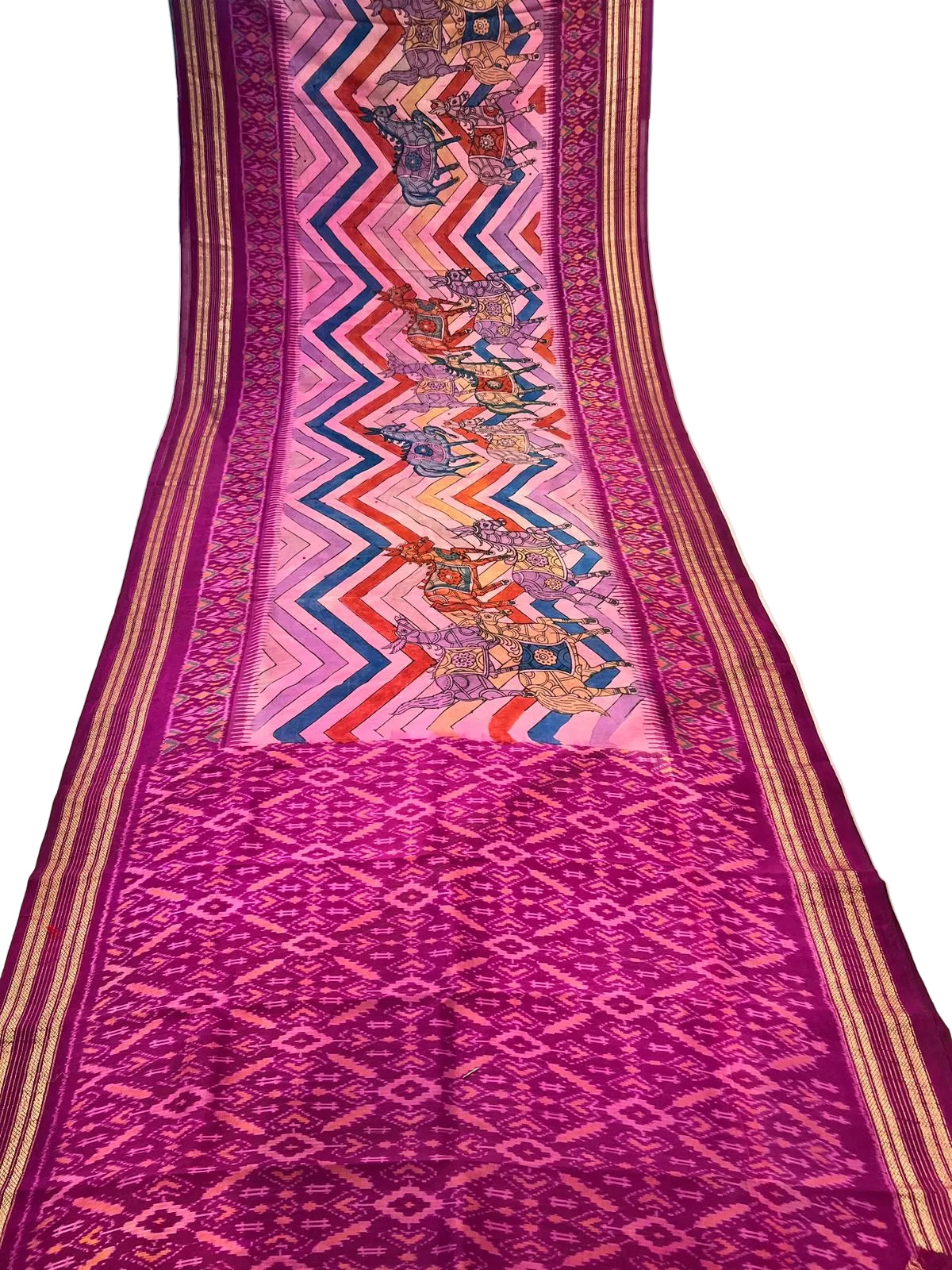 Ikkat Kanchi border Madthas patola saree