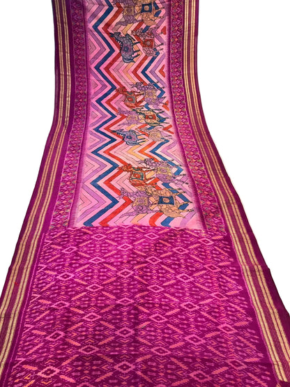 Ikkat Kanchi border Madthas patola saree