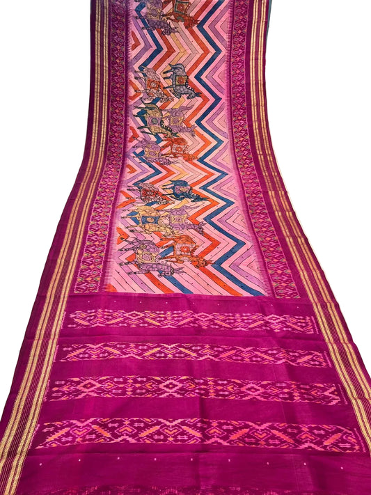 Ikkat Kanchi border Madthas patola saree