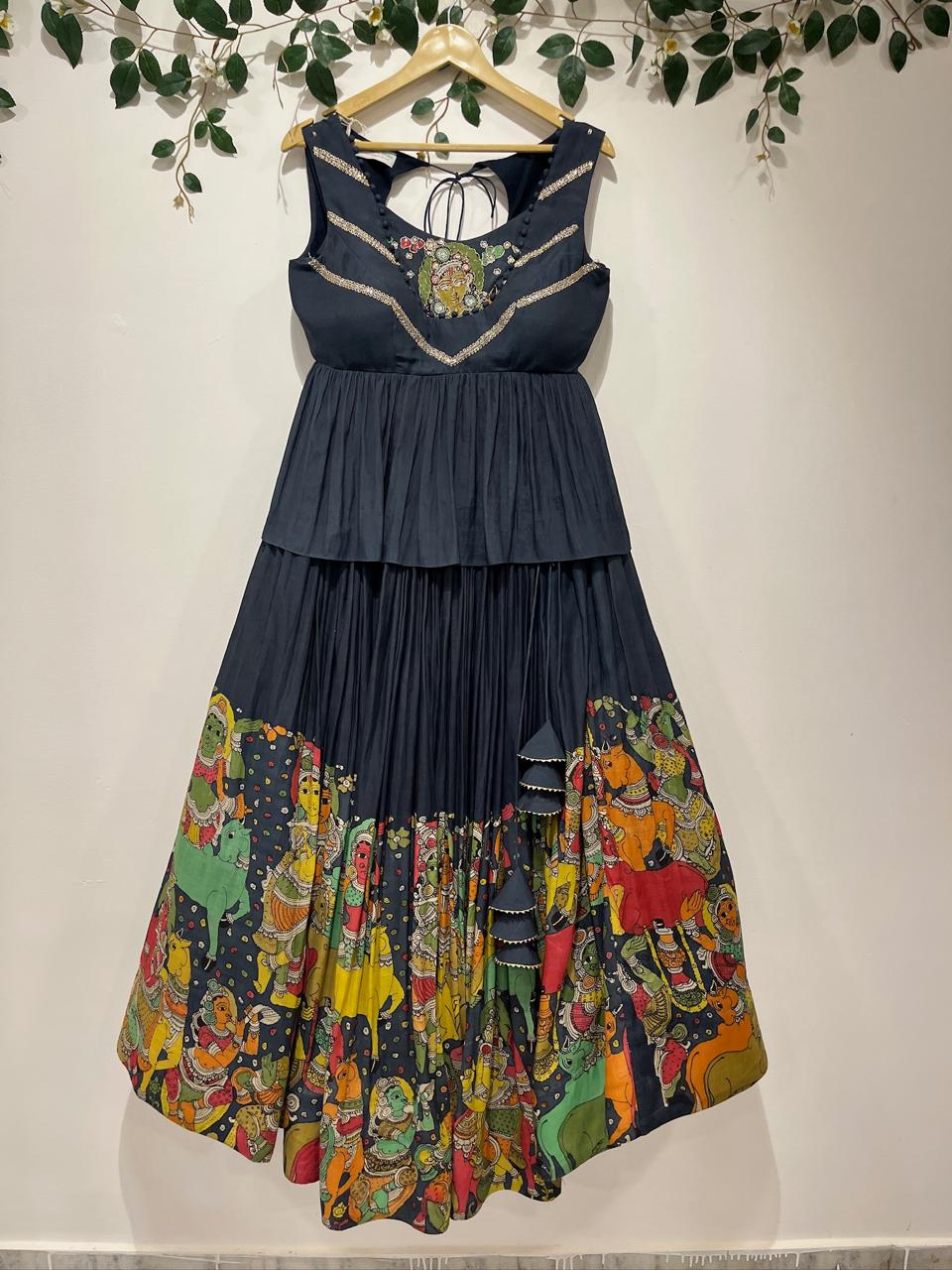 Black Figurative Lehenga