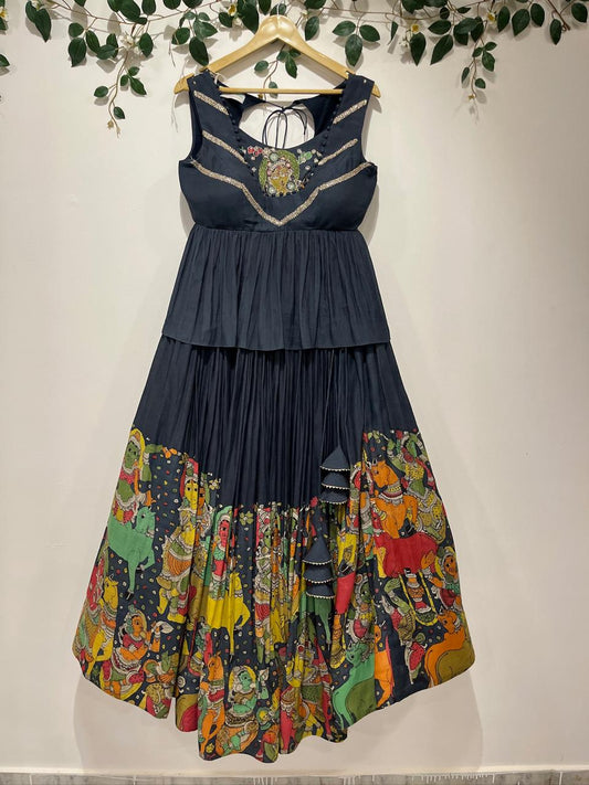 Black Figurative Lehenga