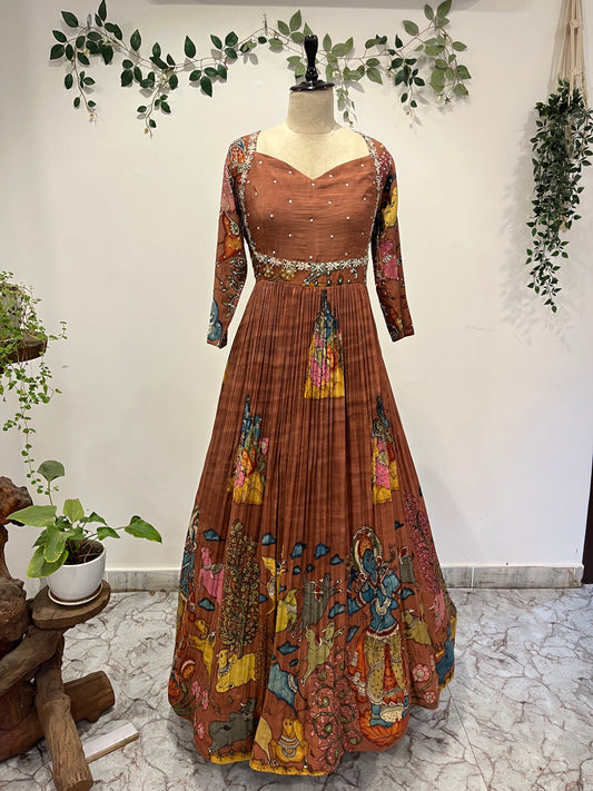 Brown Color Krishna Frock Long Frock