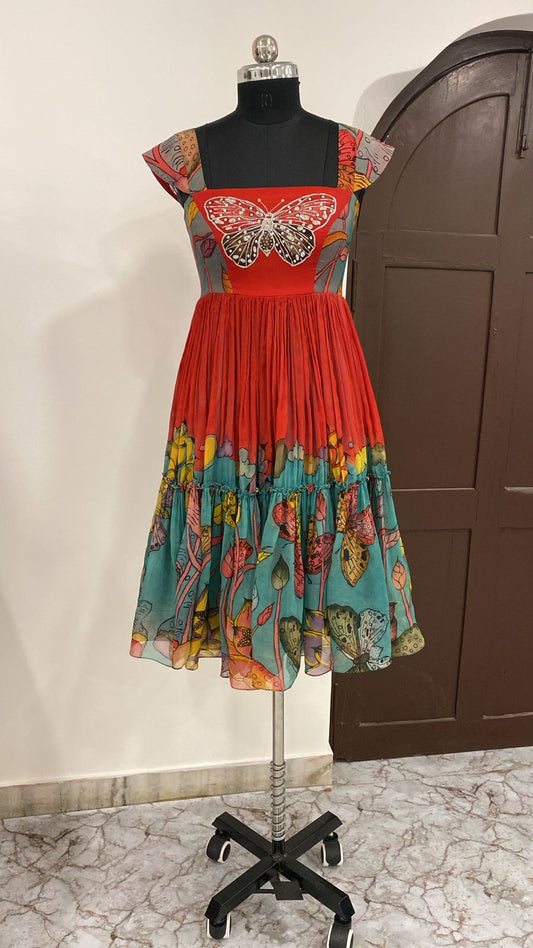 Butterfly Organza Frock Mid Length Frock