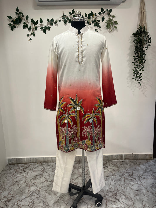 Coconut Tree Applique Kurta Set