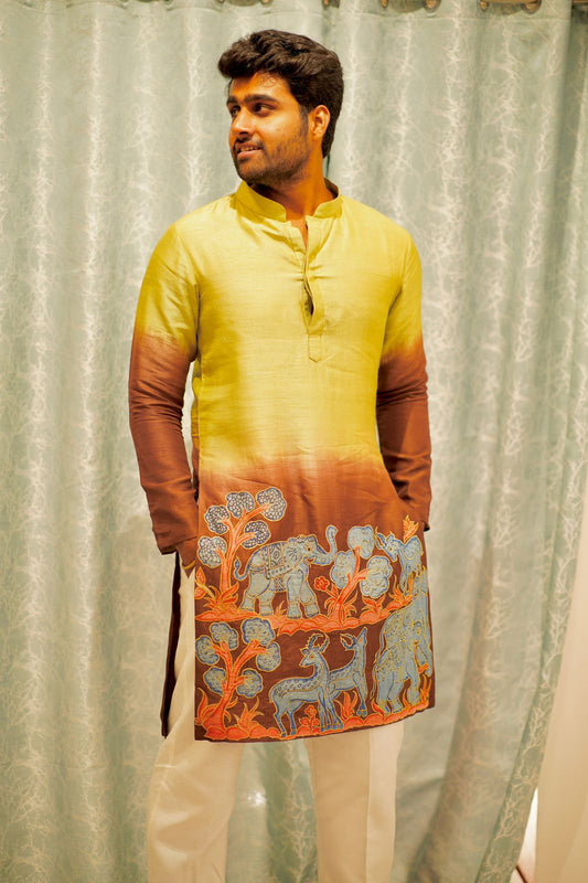 Double Shaded Animals Applique Kurta Set