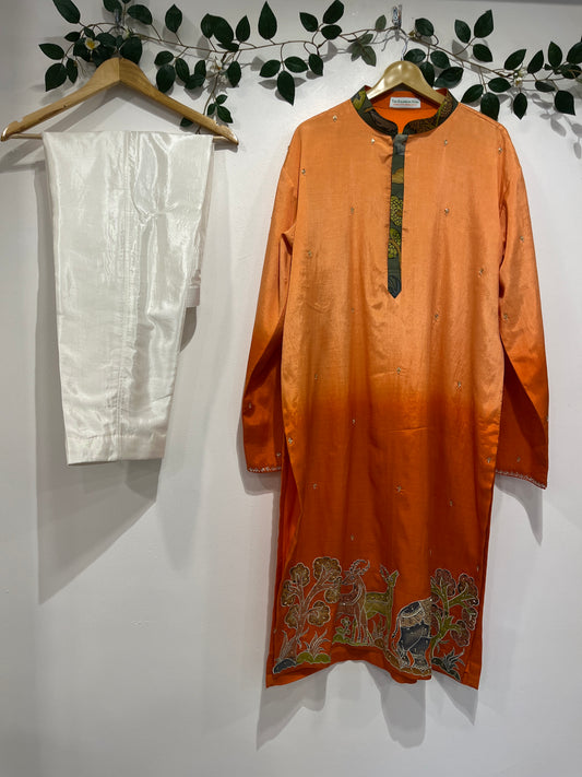 Double Shaded Deers Applique Kurta Set