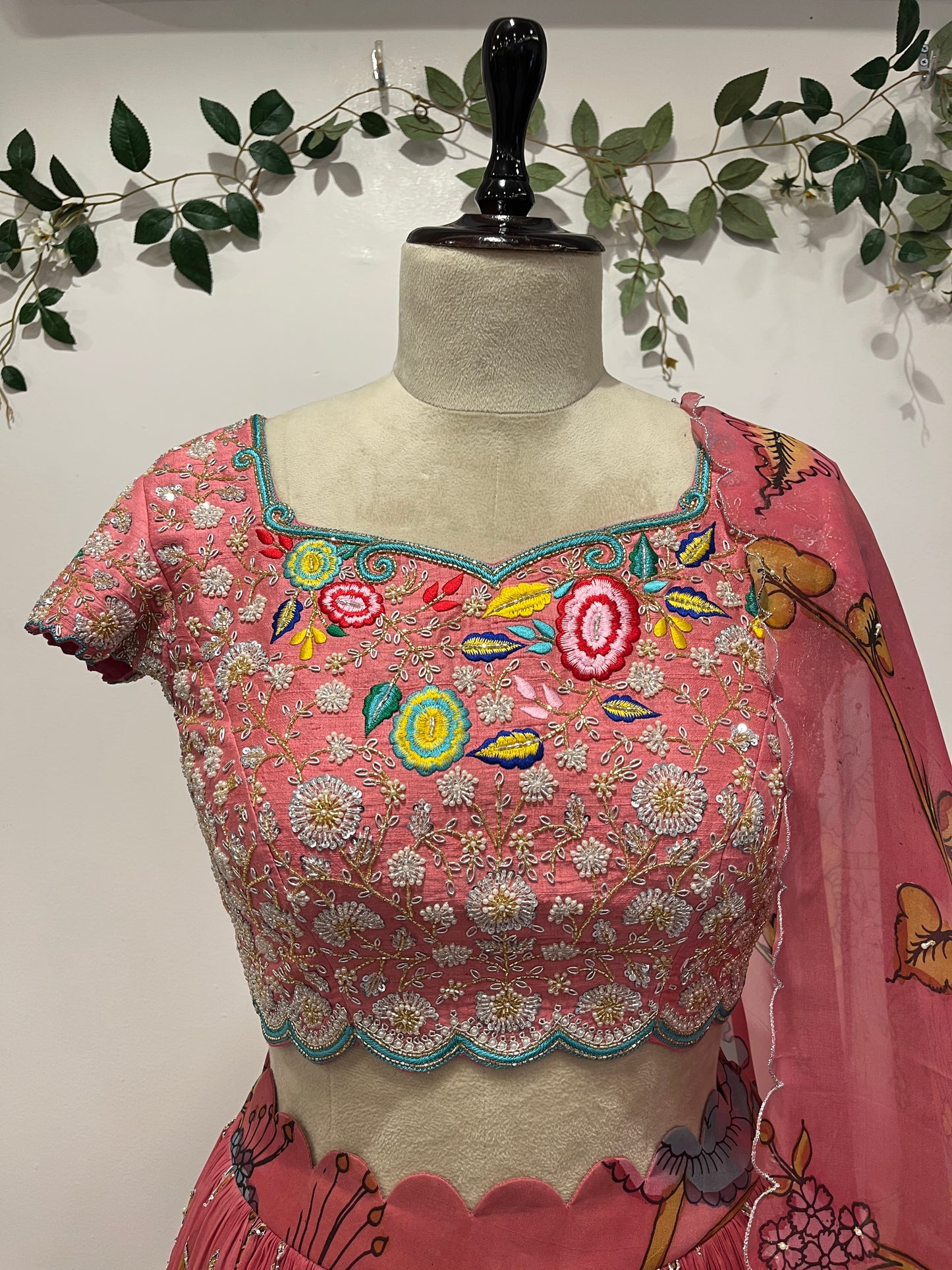 Organza Peach Lehenga