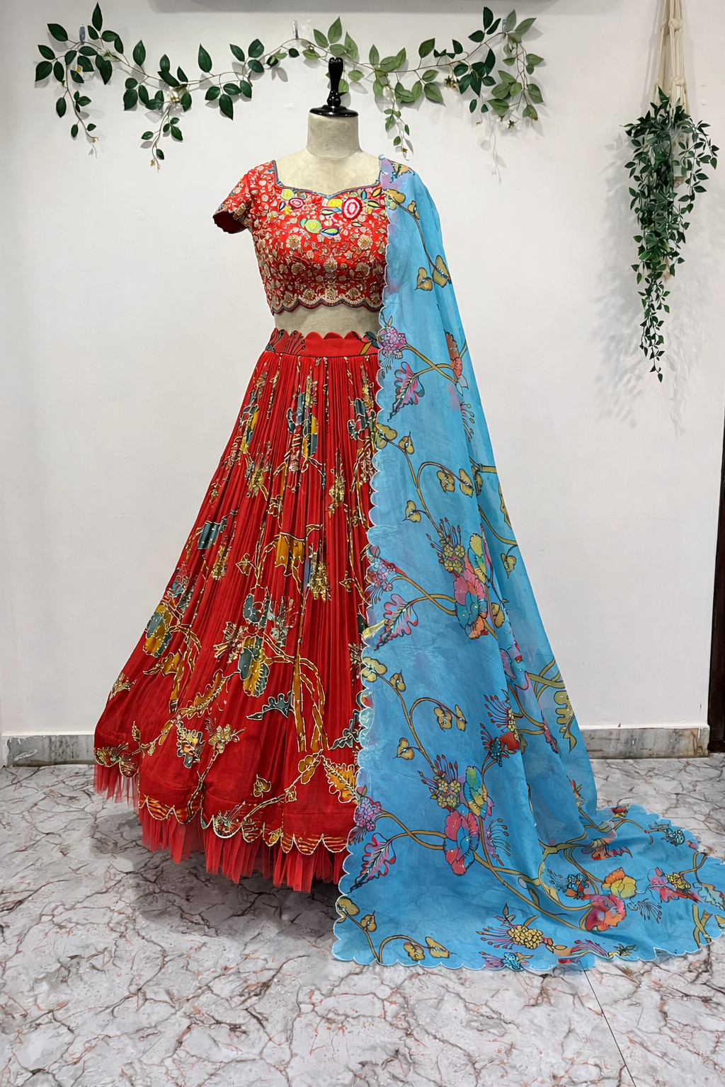 Organza Red Lehenga