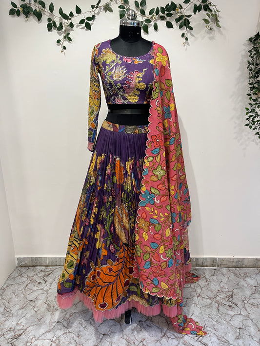 Peacock Concept Purple Colored Lehenga