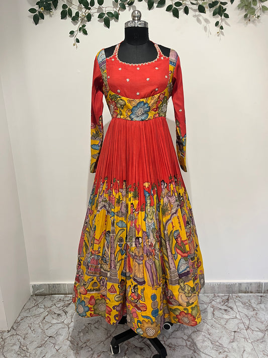 Red and Yellow Frock1 Long Frock