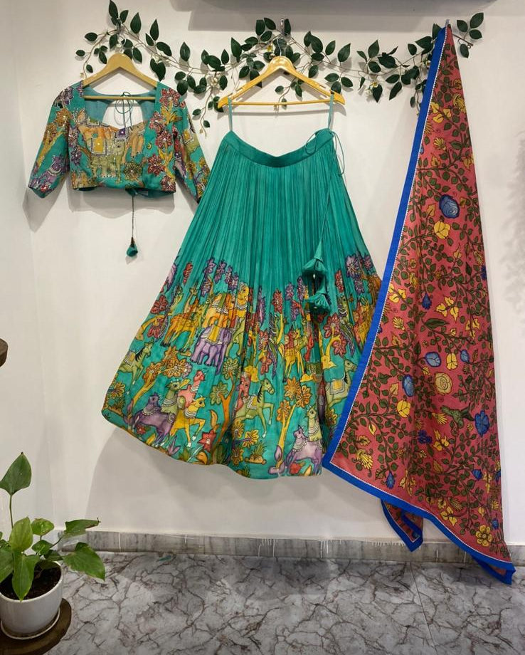 Sea Green Animal Concept Lehenga